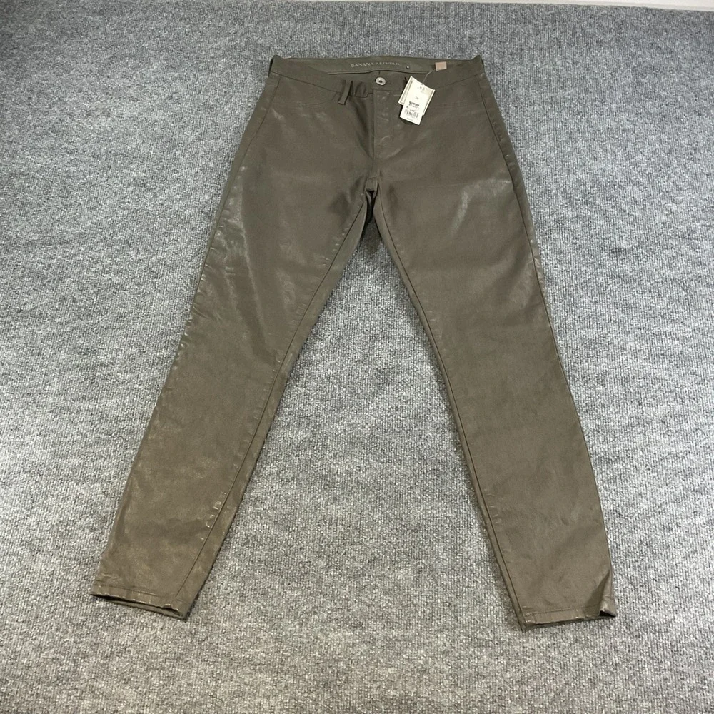 Banana Republic Womens 28 Skinny Pants Brown Coated Stretch Casual Jeans New